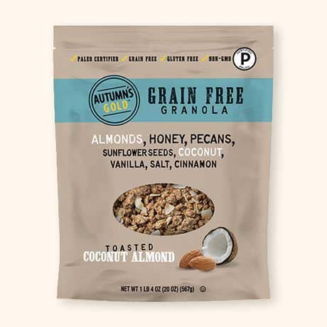 Autumn's Gold Grain-Free granola in Toasted Coconut Almond, front of pack