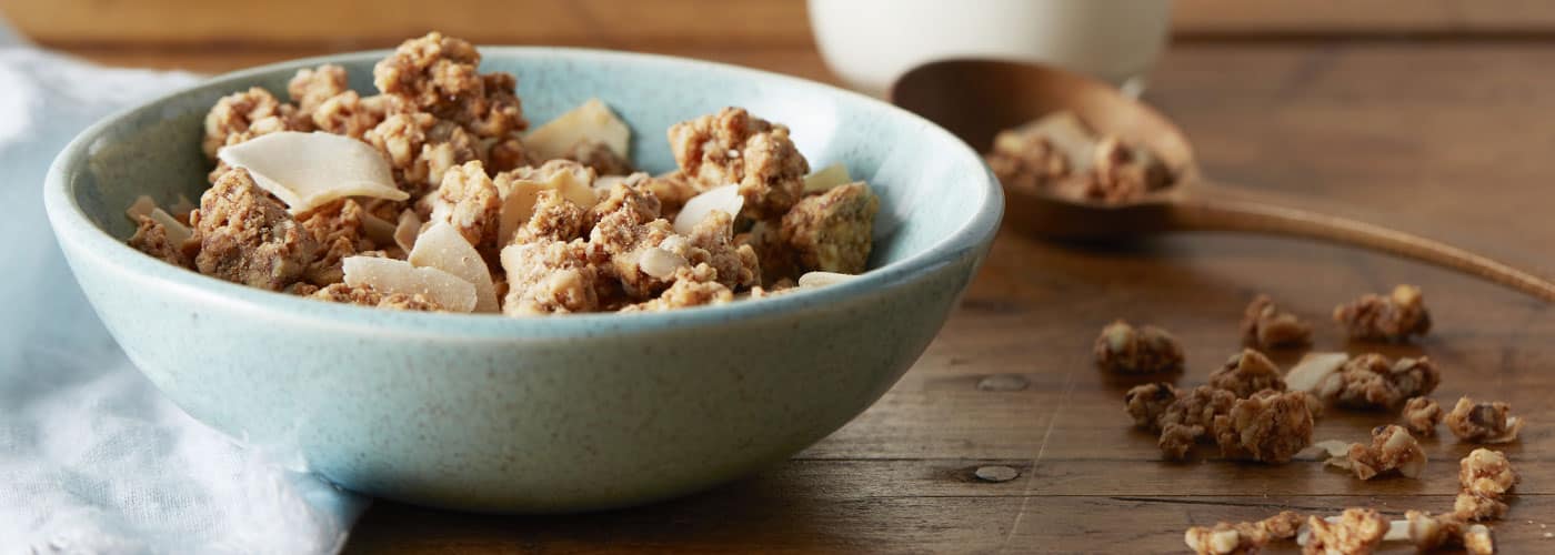 A bowl of Autumn's Gold grain-free granola