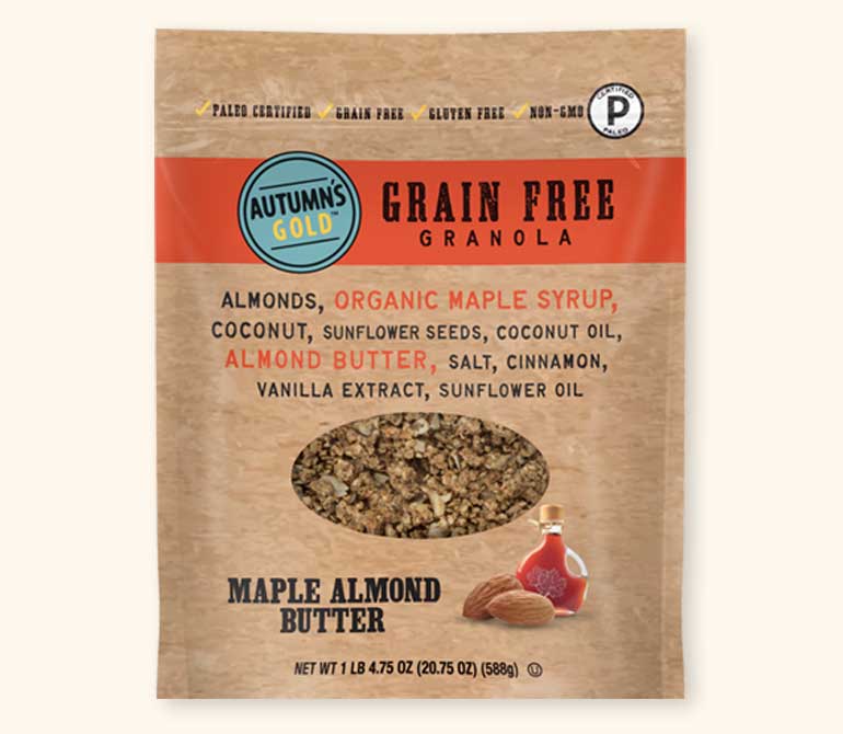 Autumn's Gold Grain-Free Granola in Maple Almond Butter, front of pack