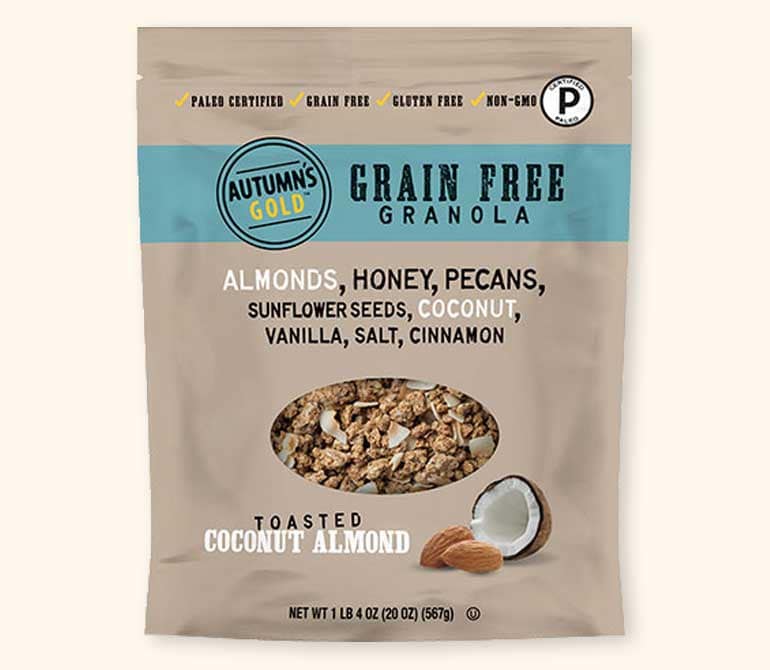 Autumn's Gold Grain-Free Granola in Toasted Coconut Almond, front of pack